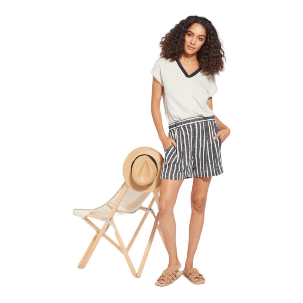 NWT‎ Lysse | Cannes Pleated Wavy Stripe Short S